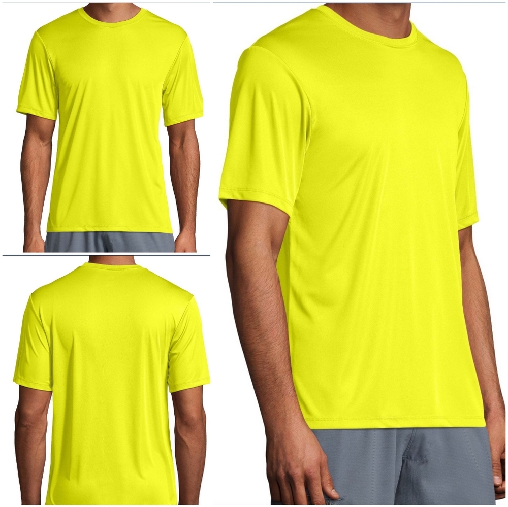 Hanes Cool Dri Short Sleeve Tee Yellow Safety Unisex New